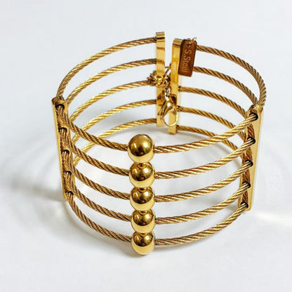 Bracciale Rigido Multicavo “Steel Cage” – Acciaio Argento