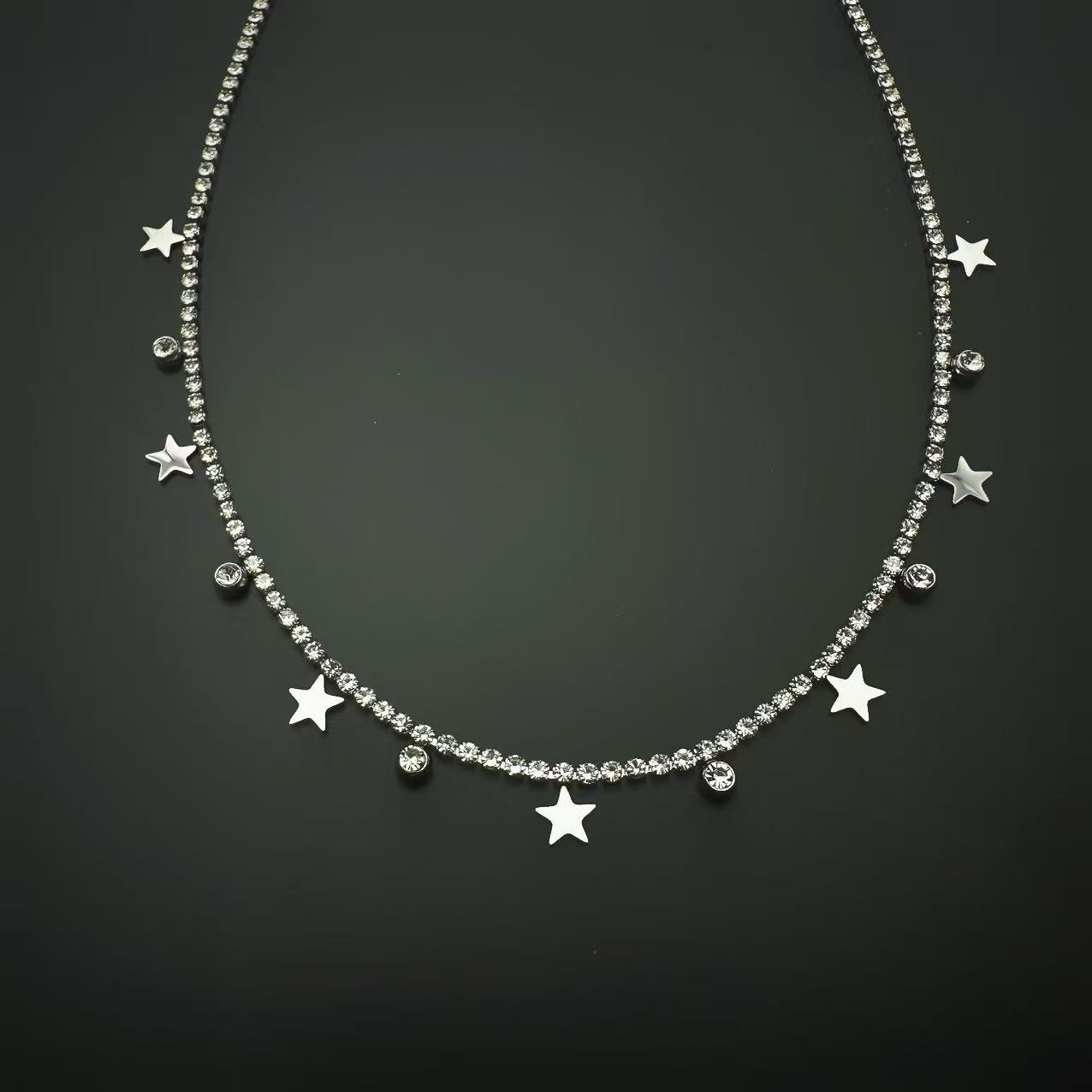 (C320)Collana tennis stelle e punto luce